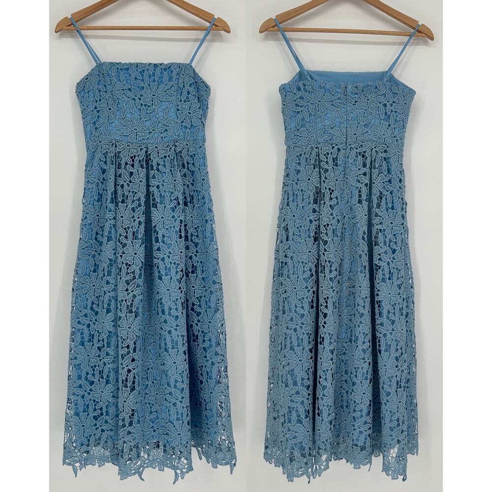 ASTR the Label Blue Lace Midi Dress – Spaghetti Strap Fit & Flare – Size XS